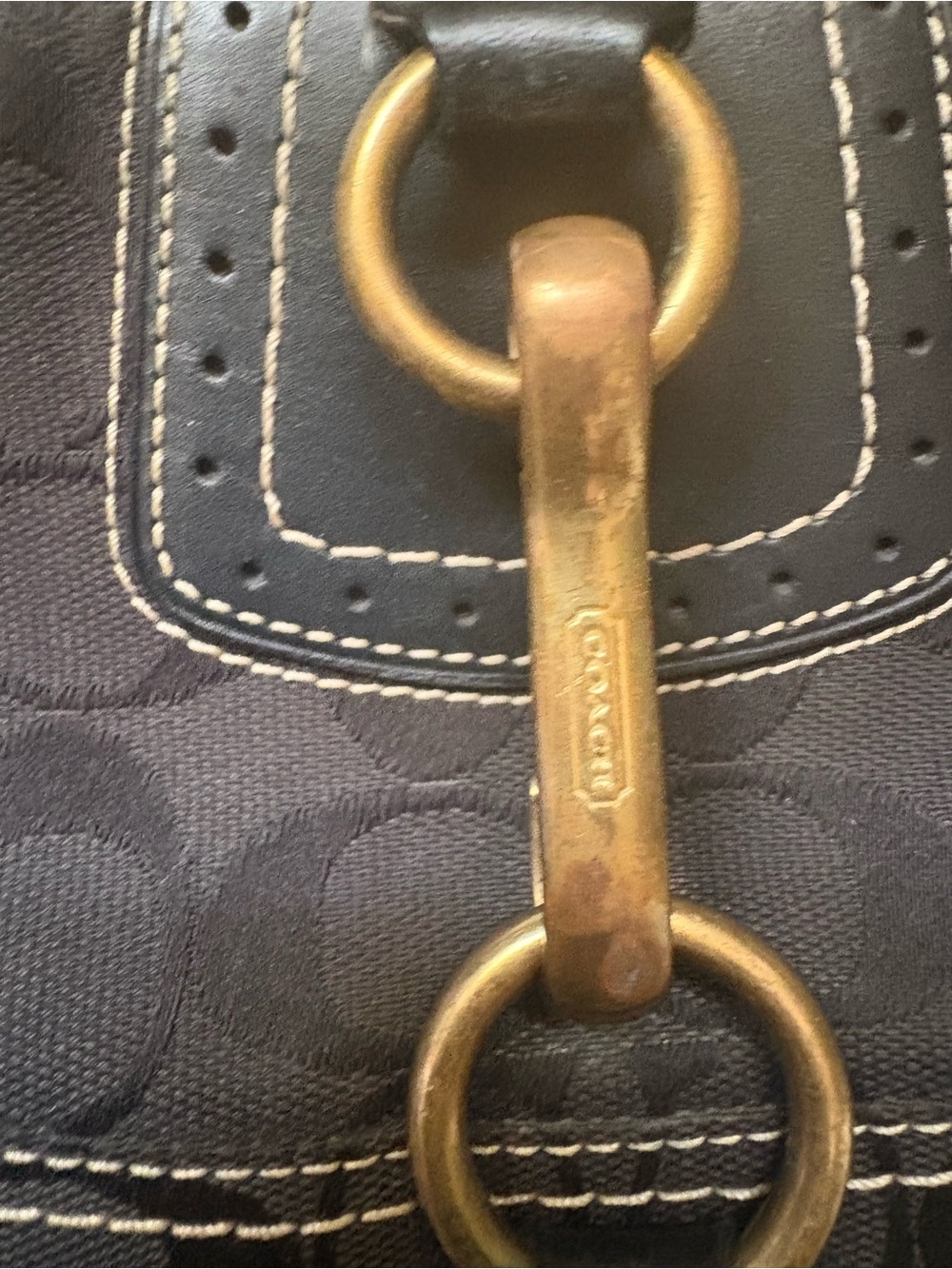 Coach Black Signature Canvas Shoulder Bag with Brass Accents Style 10534 Y2K - Picture 4 of 11